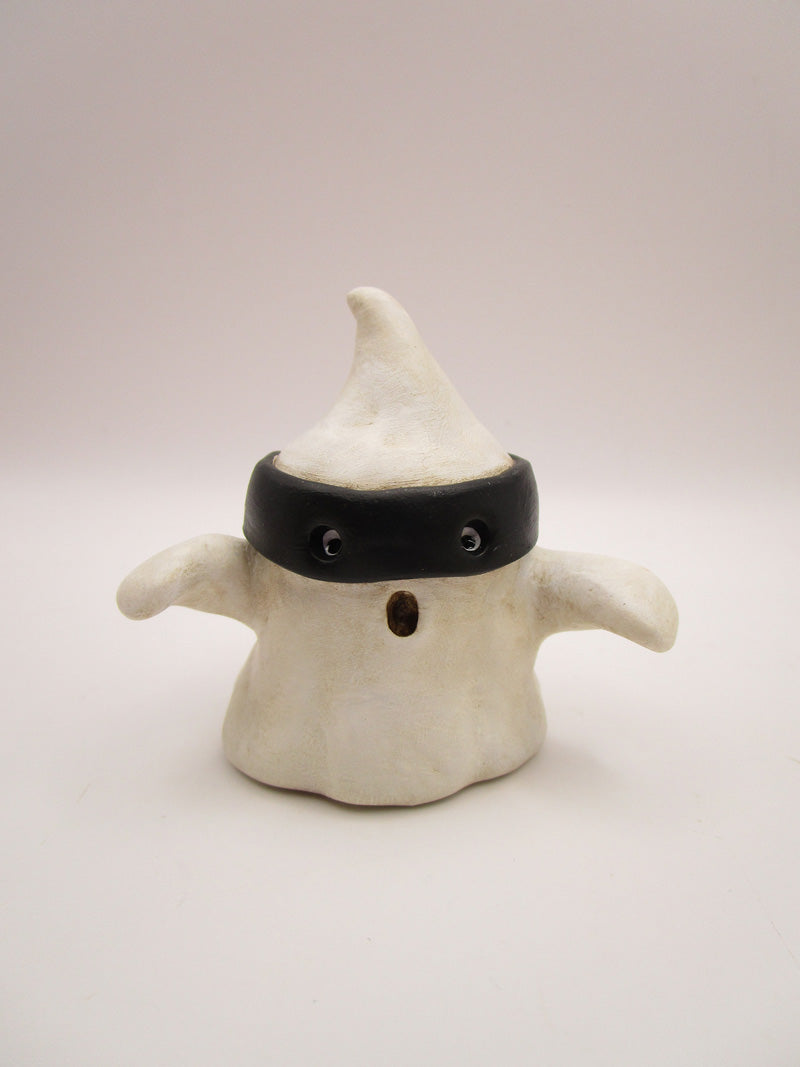 Halloween folk art spooky black masked ghost