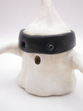 Halloween folk art spooky black masked ghost