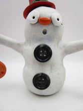 Christmas + Halloween folk art snowman with two masks