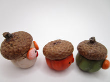 SET of THREE mini acorn topped Halloween pumpkins!