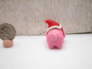 Mini pink piggy with Santa hat full body just 1.25 tall