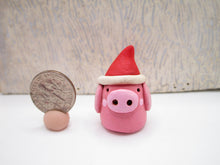 Mini pink piggy with Santa hat just 1.25 tall