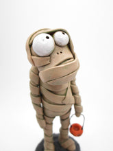 Halloween MUMMY character with little pumpkin bucket