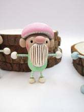 Easter folk art small gnome with pink mushroom style cap