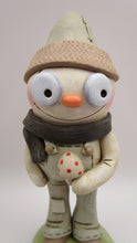 Spring folk art SNOWMAN "finders keepers" series found mushroom