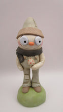 Spring folk art SNOWMAN "finders keepers" series found mushroom