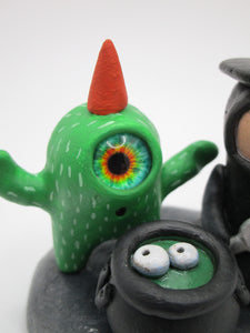 Halloween mini scene Witch Cyclops and caldron with ?