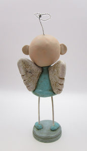 Christmas derelict misfit folk art angel with single tooth and fine crackle finish