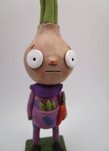 Garden summer folk art ONION man wearing eggplant suit - misc