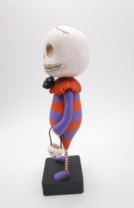 Halloween Skelly Skeleton in striped suit with bow tie