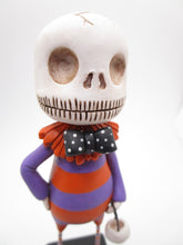 Halloween Skelly Skeleton in striped suit with bow tie