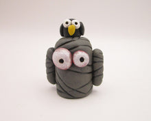 Halloween folk art small mummy man with owl on his head