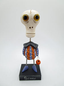 Halloween PAPER CLAY skeleton with real glass eyes