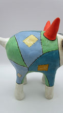 Monster folk art painted in patches four legged one of a kind PAPER CLAY