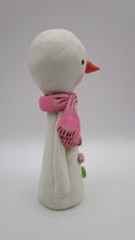 Christmas folk art SNOWMAN pink theme PAPER CLAY