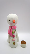 Christmas folk art SNOWMAN pink theme PAPER CLAY