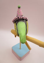 Party parakeet on perch misc bird art