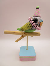 Party parakeet on perch misc bird art