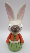 Spring folk art cute bunny girl in dress 4.5 inches tall