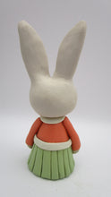 Spring folk art cute bunny girl in dress 4.5 inches tall