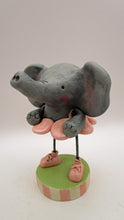 Spring folk art sweet elephant girl wearing pink flower pedal dress