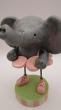 Spring folk art sweet elephant girl wearing pink flower pedal dress