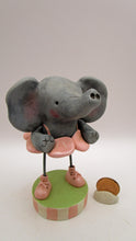 Spring folk art sweet elephant girl wearing pink flower pedal dress