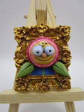 Spring folk art PINK flower character in an ornate frame