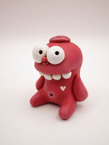 Valentine small adorable raspberry pink monster