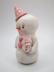 Valentine snow girl with snow baby doll