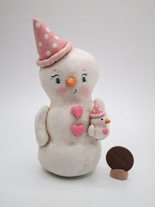 Valentine snow girl with snow baby doll