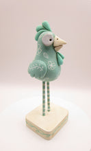 Chicken painted in seafoam green with floral designs summer - Easter art