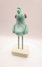 Chicken painted in seafoam green with floral designs summer - Easter art