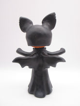 Halloween folk art Pumpkin as a BAT with silver bat charm