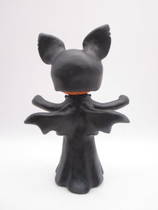 Halloween folk art Pumpkin as a BAT with silver bat charm