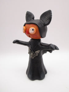 Halloween folk art Pumpkin as a BAT with silver bat charm
