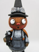 Halloween folk art pumpkin witch with black cat