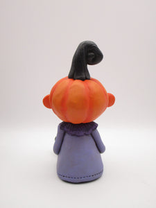 Halloween Pumpkin sitter with zig zag mouth and swirl ears