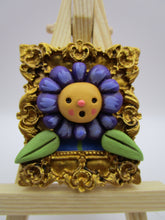 Spring folk art PURPLE flower character in an ornate frame