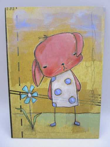 Spring folk art bunny collage style painting