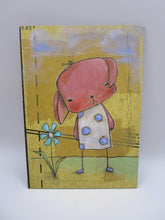 Spring folk art bunny collage style painting