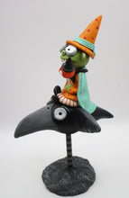 Halloween folk art "Premier" zombie riding a raven