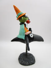 Halloween folk art "Premier" zombie riding a raven
