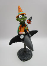 Halloween folk art "Premier" zombie riding a raven