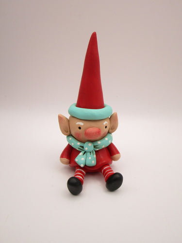 Christmas folk art sitting elf