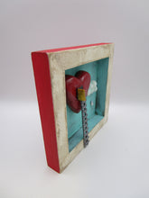 Painting collage style 5 x 5 red heart open door and ladder