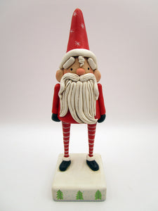 Christmas folk art red Santa with winded beard