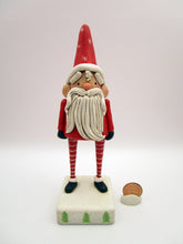 Christmas folk art red Santa with winded beard
