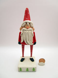 Christmas folk art red Santa with winded beard