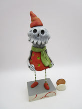 Halloween folk art skelly skeleton moon and stars